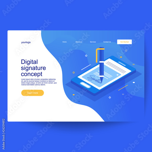 Electronic digital signature concept.