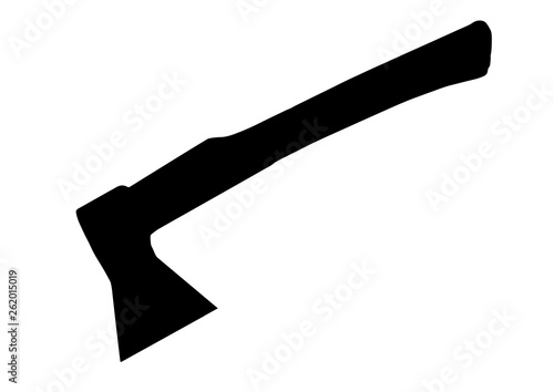 Axe black silhouette on white background. Vector logo icon