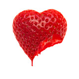 Ripe heart-shaped strawberry on a white background