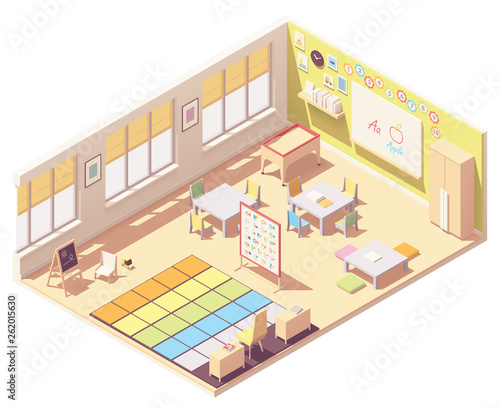 Vector isometric Kindergarten Preschool Classroom