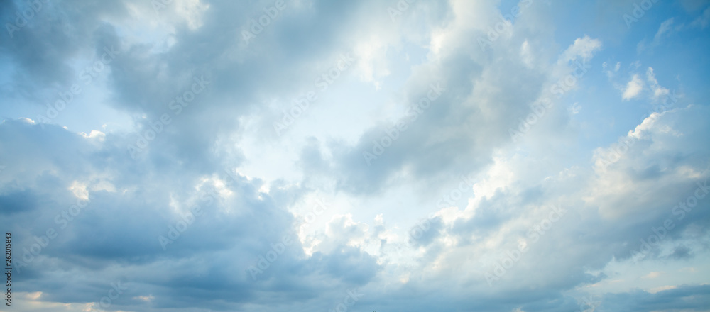 Blue sky clouds background. Beautiful landscape with clouds on sky