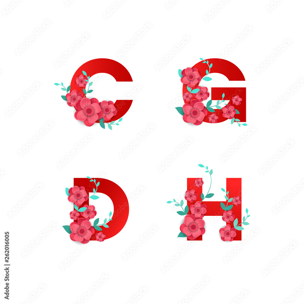 Illustration of I alphabet made by flowers leaves Illustration of I alphabet made by flowers leaves