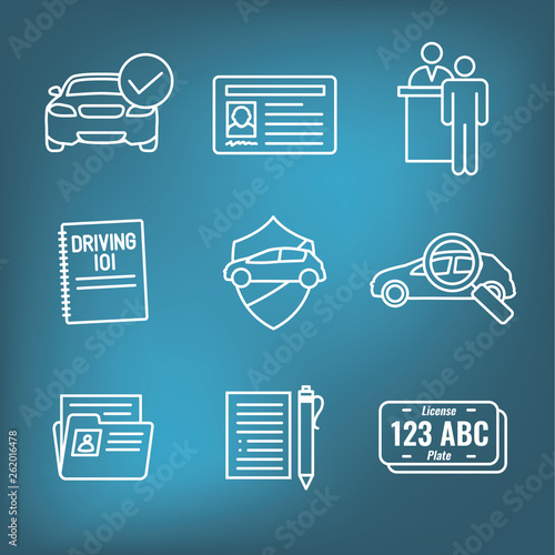 Drivers Test and License Icon Set and - Web Header Banner