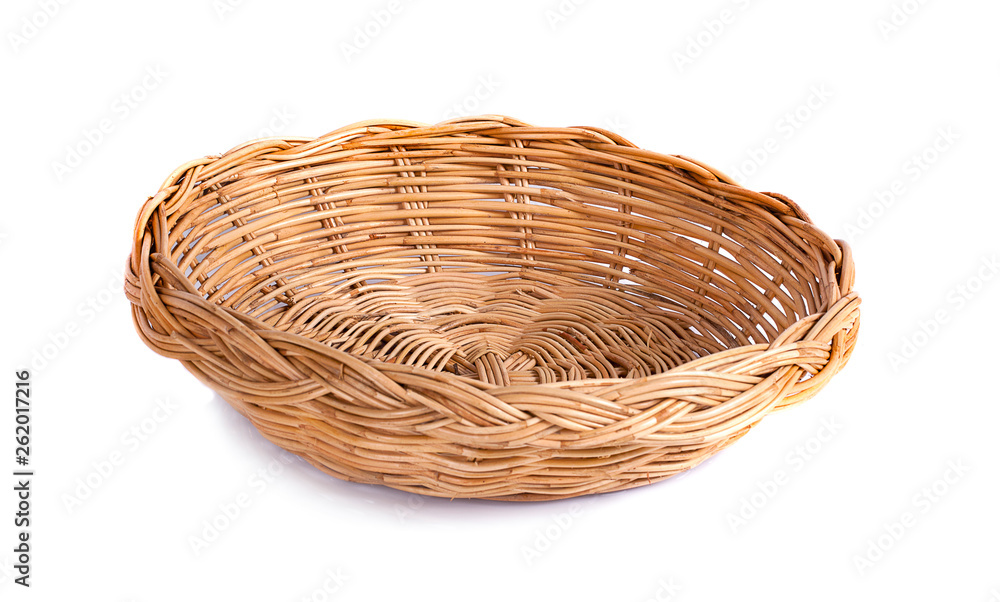 Basket wicker on isolated white background. Basket wicker on isolated white background.