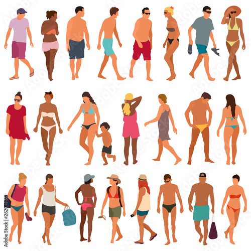 Beach people vector set