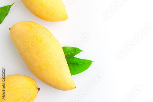 ripe mangoes in top view