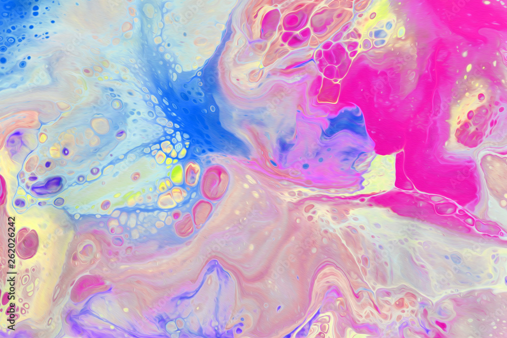 watercolor colorful background.Mix paint with bubbles