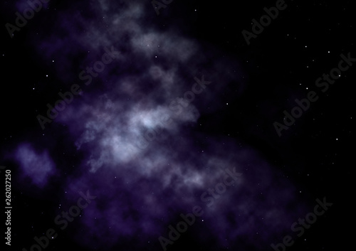 Being shone nebula and star field. 3D rendering
