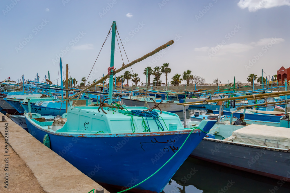 Port of fishing boats in the old marina