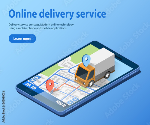 Delivery service concept of cargo by truck
