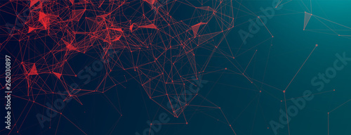 Abstract polygonal vector science background with connecting dots and lines.