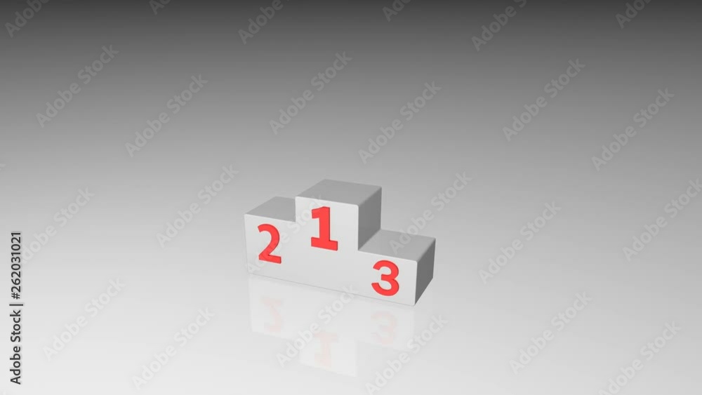 Old dirty white medal podium with number in red color Old dirty white medal podium with number in red color