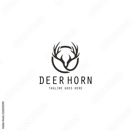Deer horn logo design template. Vector illustration