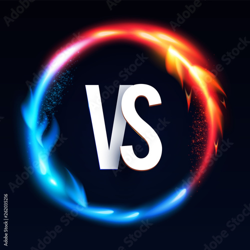 Versus Sign with Burning Fire Effect. Power Space.
