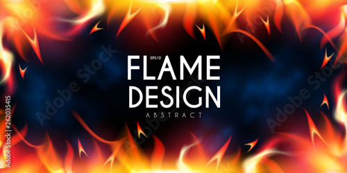 Burning Fire Abstract Background. Flame Power. Light Effect.