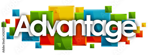 advantage word in rectangles background