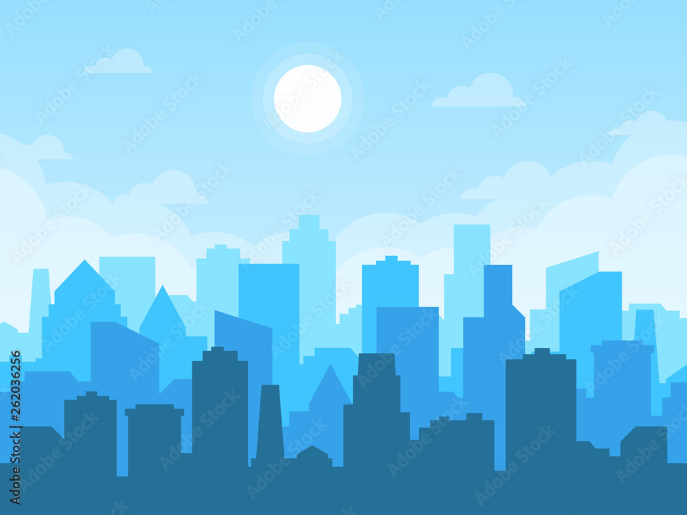 City skyline in flat style.