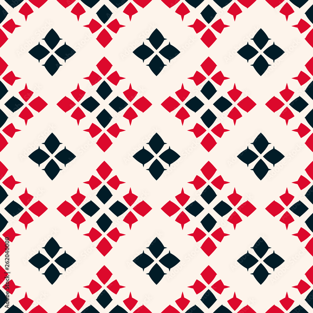 Vector geometric seamless pattern. Folk ornament. Red, black and white colors Vector geometric seamless pattern. Folk ornament. Red, black and white colors