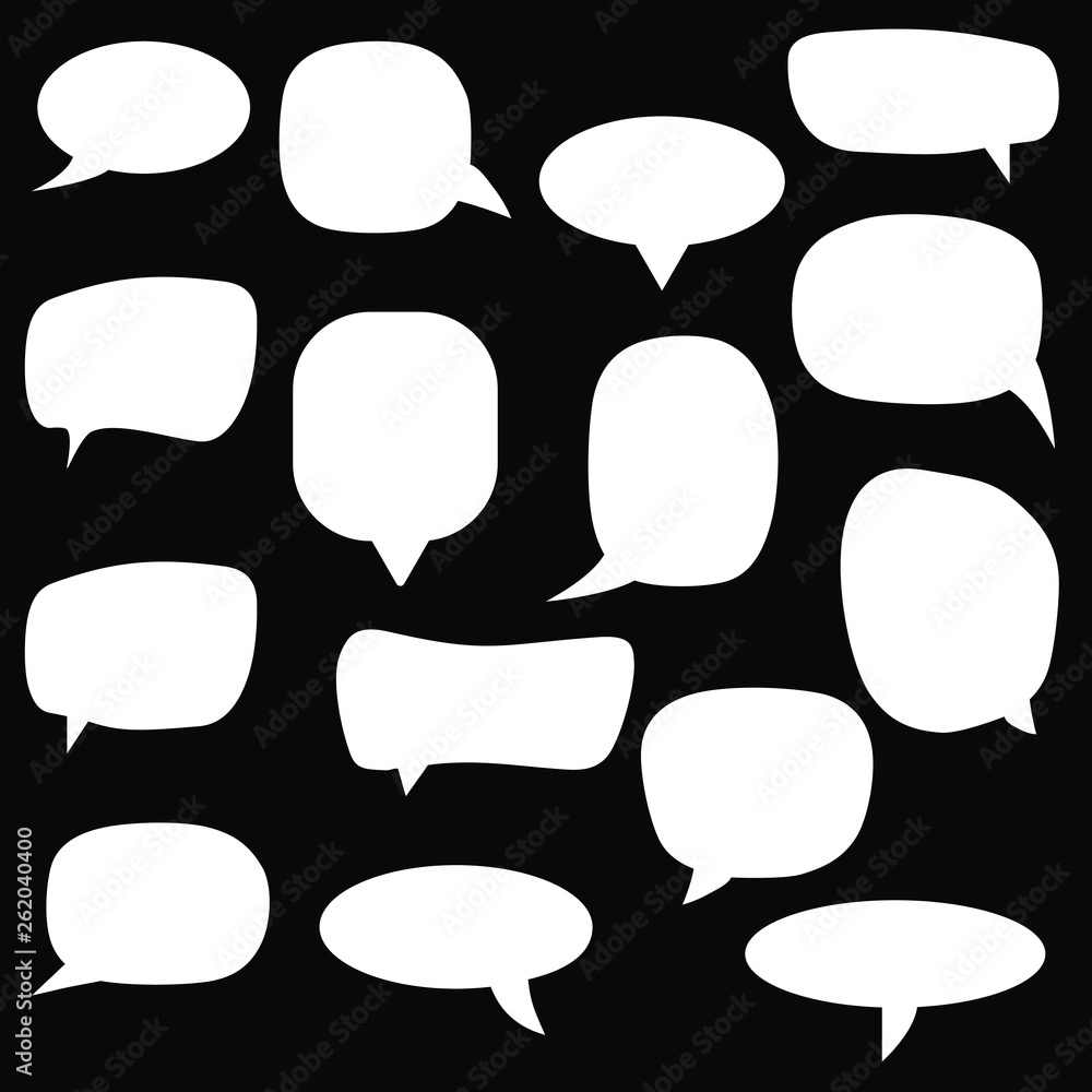Set, collection of flat style vector speech bubbles, clouds, baloons ...