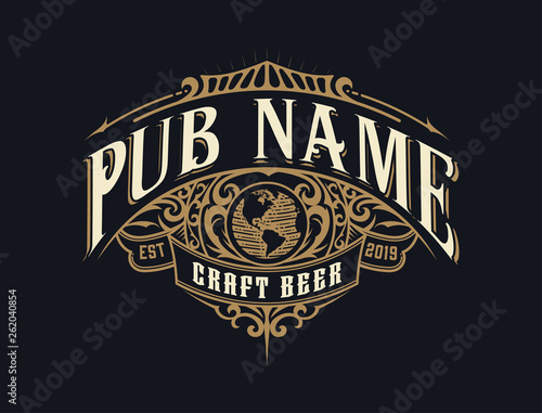Vintage Pub logo. Vector layered