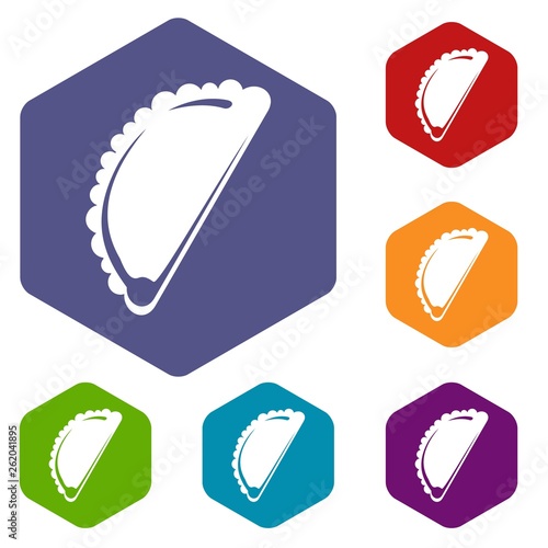 Cheburek icons vector colorful hexahedron set collection isolated on white
