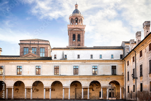 MANTUA  Ducal Palace interior Castello square. Detail of the historical city building. Italy