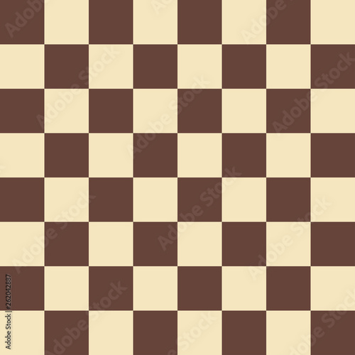Vector chess field in beige and brown colors. Seamless pattern.