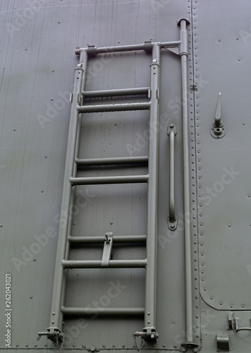 metal ladder on Board military car