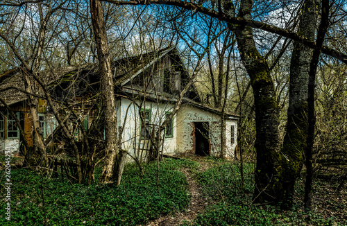 Old abandoned country house in the exclusion zone. Consequences of the Chernobyl nuclear disaster