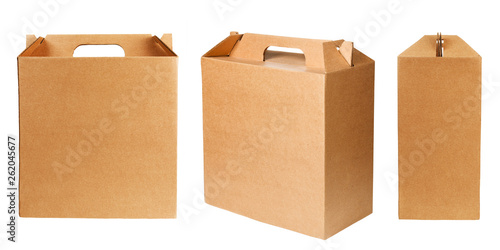 Blank corrugated cardboard boxes isolated on white background