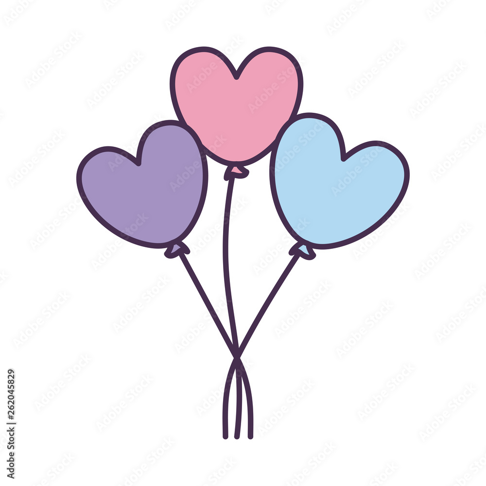 balloons helium in shape heart isolated icon