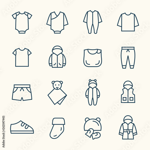 Baby clothing vector icon set