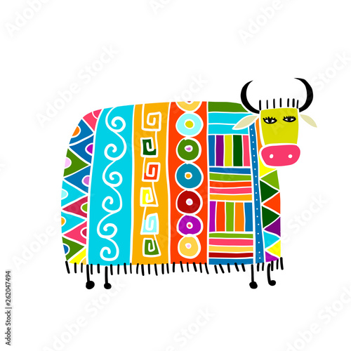 Funny cow, sketch for your design
