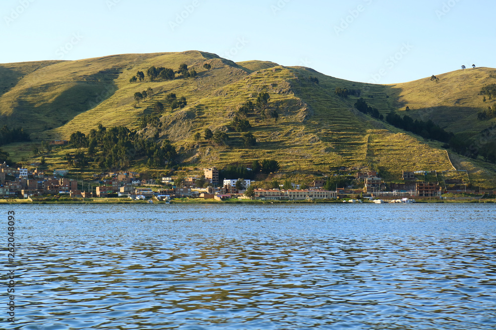 Puno Town on the Shore of Lake Titicaca View from Cruise Ship, Puno, Peru Puno Town on the Shore of Lake Titicaca View from Cruise Ship, Puno, Peru