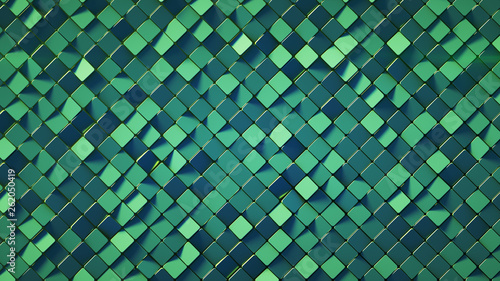 Green wall with rhombus sha...