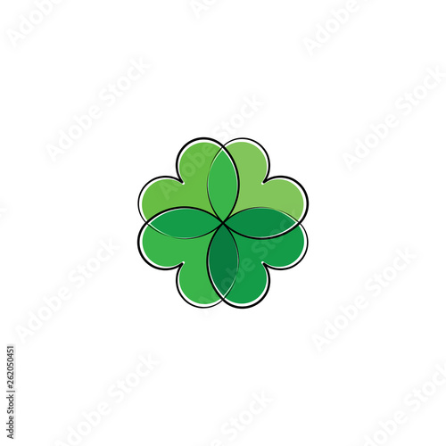 green heart leaves clover plant eco logo icon design