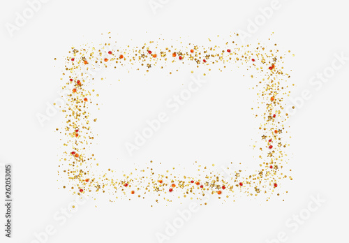 Decorative frame with glitter tinsel of confetti