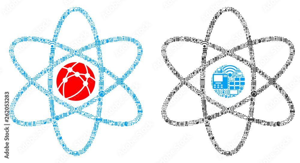 Atom collage icon created for bigdata and computing purposes. Vector ...
