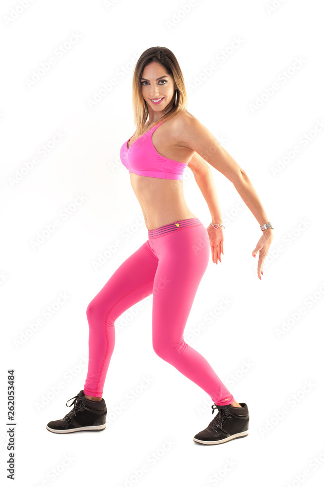 Zumba dance fitness instructor doing sport aerobic exercises. Motivational coach Zumba dance fitness instructor doing sport aerobic exercises. Motivational coach