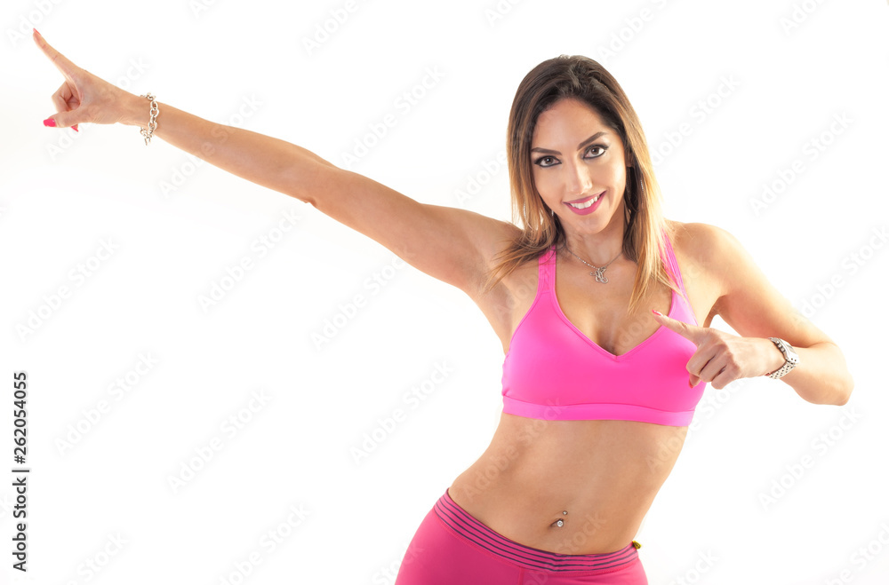 Zumba dance fitness instructor doing sport aerobic exercises. Motivational coach Zumba dance fitness instructor doing sport aerobic exercises. Motivational coach
