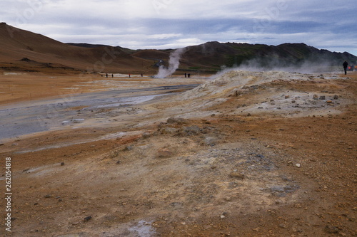 Landscape geothermal area of Namaskard in Iceland