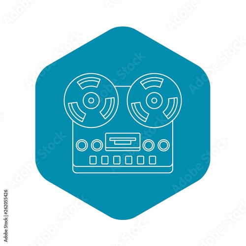 Analog stereo open reel tape deck recorder icon. Outline illustration of analog stereo open reel tape deck recorder vector icon for web