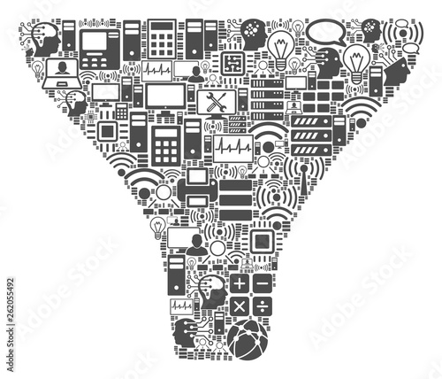 Filter composition icon created for bigdata and computing illustrations. Vector filter mosaics are organized from computer, calculator, connections, wi-fi, network,