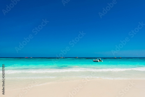 Beautiful blue ocean with gentle wave in summer for relaxation, Wonderful tropical beach