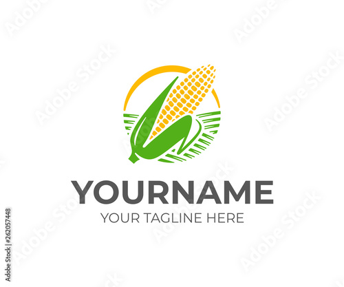 Ear of corn logo design. Maize crop vector design. Corn farming logotype