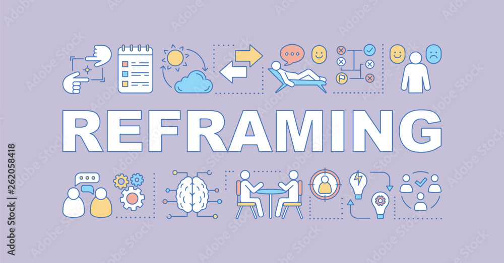 Fototapeta premium Reframing word concepts banner