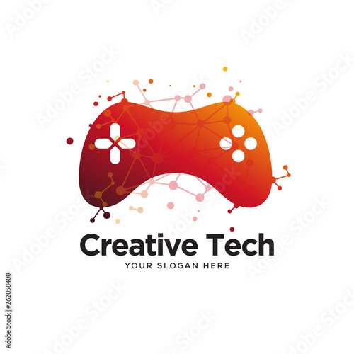 gamepad tech logo designs concept, joystick logo designs symbol
