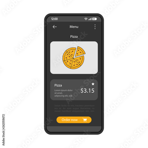 Food delivery app smartphone interface vector template