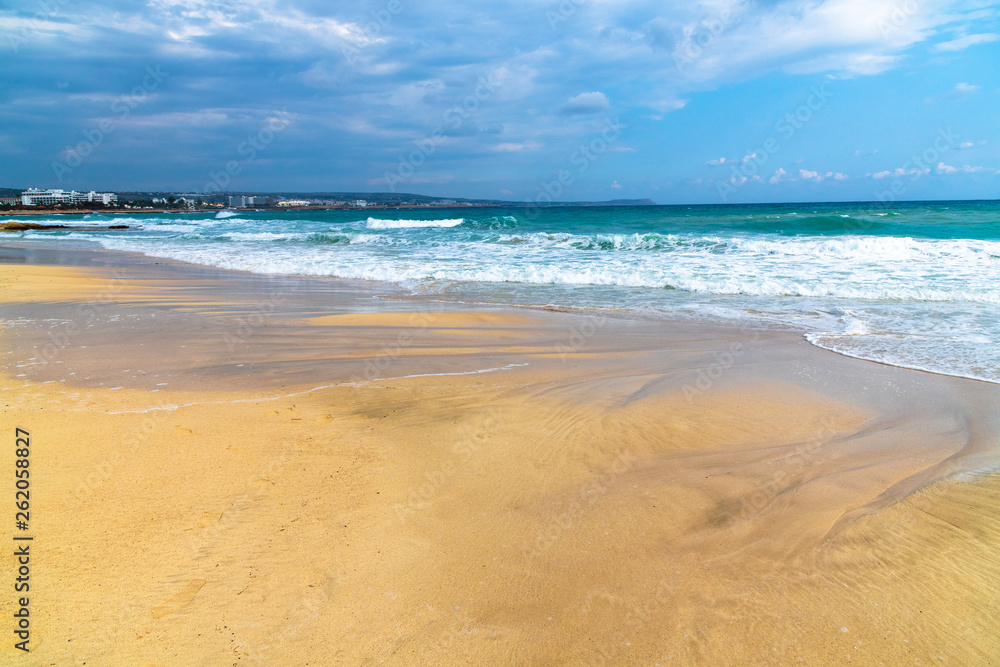 Beautiful sandy beach on the island of Cyprus