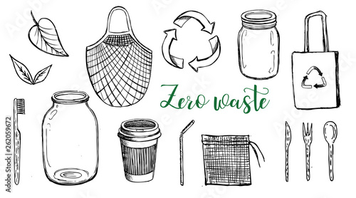 Zero waste vector hand drawn.